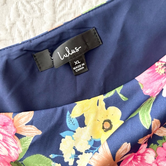 NWOT Lulus Divinely Blooming Blue Multi Floral One-Shoulder Midi Dress XLarge - Picture 4 of 8